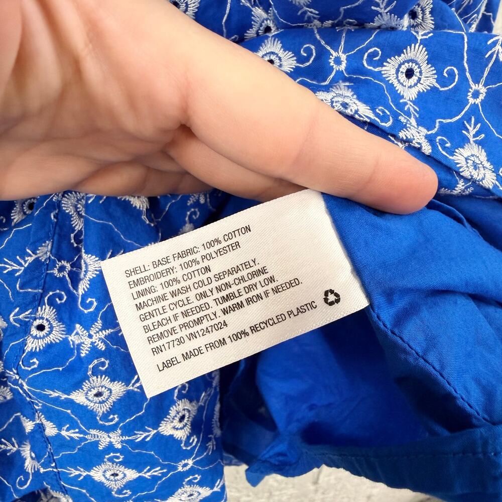 Rhode x Target Blue Embroidered Eyelet Dress Square Neck Puff Sleeve - Picture 6 of 10